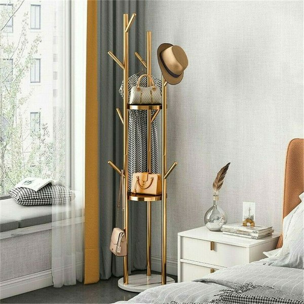 84.99US $ |Marble Metal Coat Rack Freestanding with 3 Storage Shelves and 9 Hooks, Enterway Hall Tree for Hanging Coats, Jackets, Hats, Bag| | - AliExpress