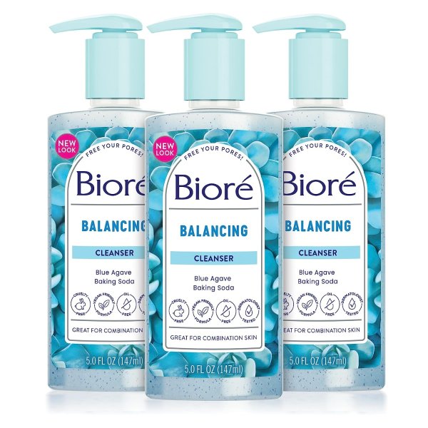 Bioré Daily Blue Agave + Baking Soda Face Wash pack of 3