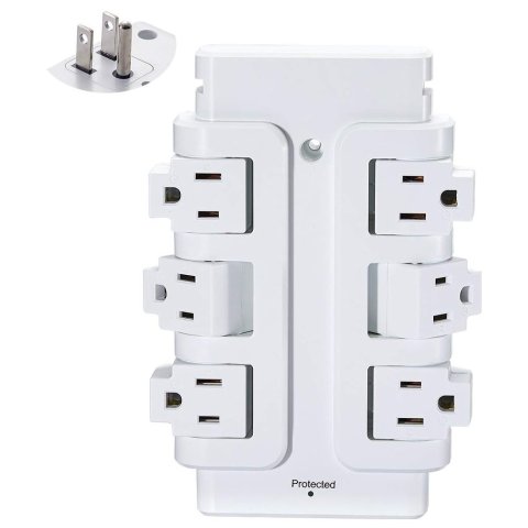 Rotating Wall Charger Station Power Strip 6 Outlets Surge Protector