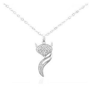 SPOIL CUPID .925 Sterling Silver CZ Simulated Diamond Cubic Zirconia Fox Pendant Necklace