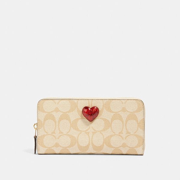 Accordion Zip Wallet in Signature Canvas With Heart