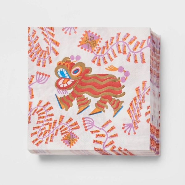 30ct Paper Year of The Rabbit and Cat Disposable Lunch Napkins