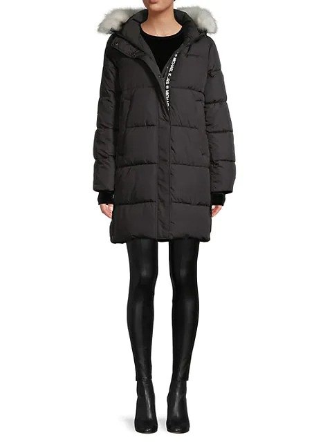 Missy Removable Faux Fur-Trim Hooded Puffer Coat