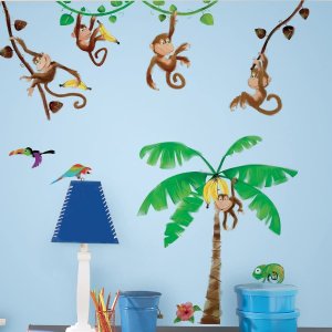 RoomMates RMK1676SCS Monkey Business Peel and Stick Wall Decals