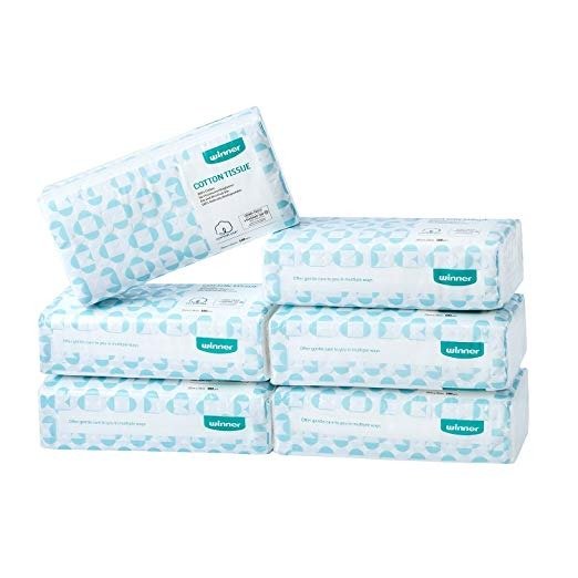100% Soft Cotton Dry Wipes, 600 Count Large Cotton Tissues, Multi-purpose Dry Cloth for Baby’s Sensitive Skin, Removing Makeup, Cleaning Face