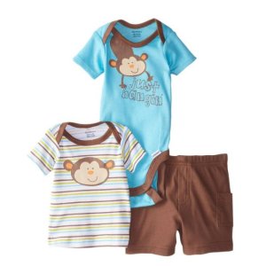 Gerber Baby Boys' 3 Piece Bodysuit Shirt Short Set