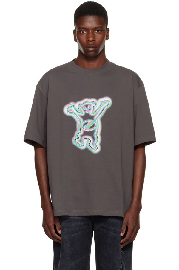 Gray Colorful Teddy T-Shirt