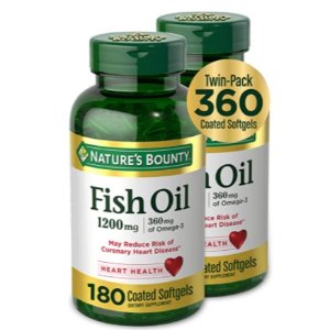 Fish Oil by Nature's Bounty, Dietary Supplement, Omega-3, Supports Heart Health, 1200 mg Twin Packs, 360 Rapid Release Liquid Softgels