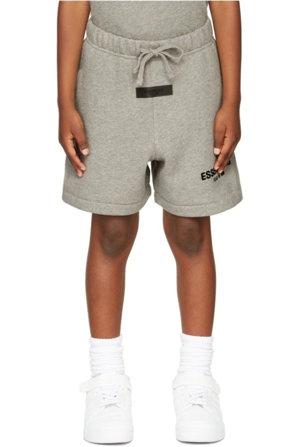 Kids Gray Fleece Logo Shorts