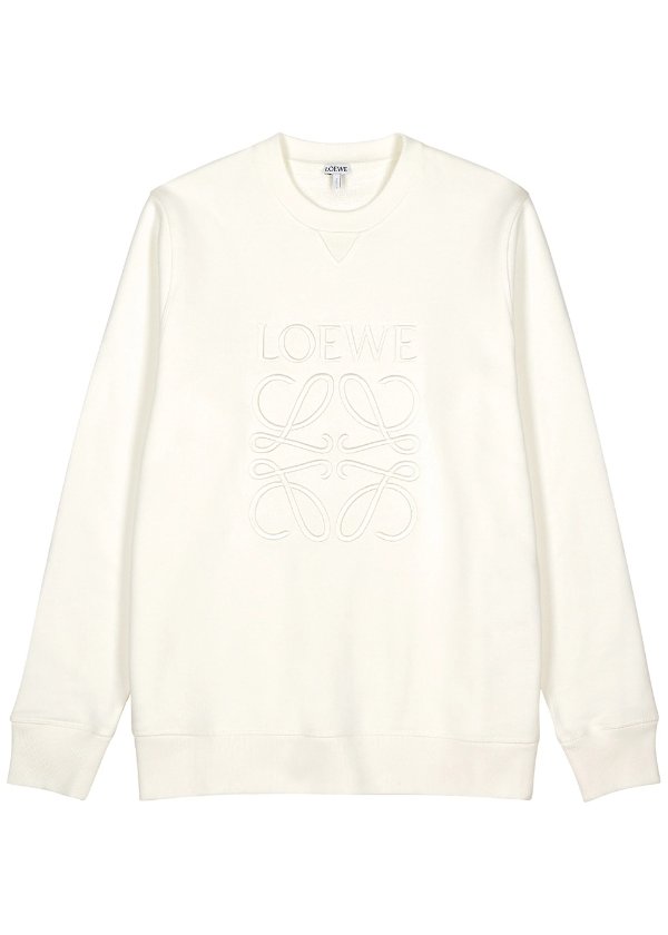 Ivory logo-embroidered cotton sweatshirt