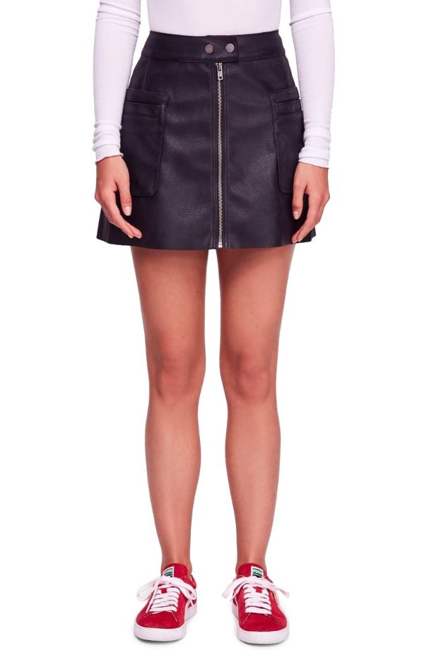 High A-Line Faux Leather Miniskirt