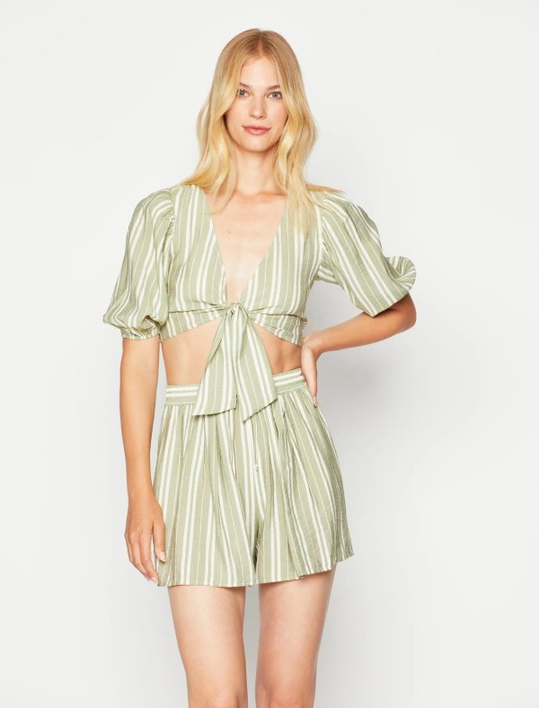 Magda Tie-Front Striped Crop Top | Tops | BCBGENERATION
