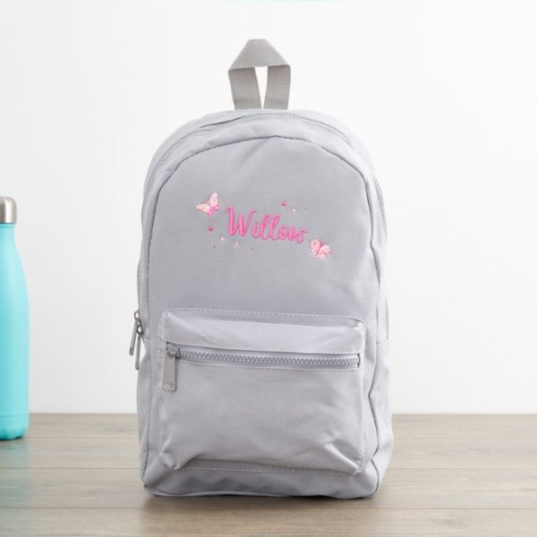 Personalized Gray Butterfly Design Infant Backpack