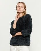 Three-Quarter Sleeve Fuzzy Sweater