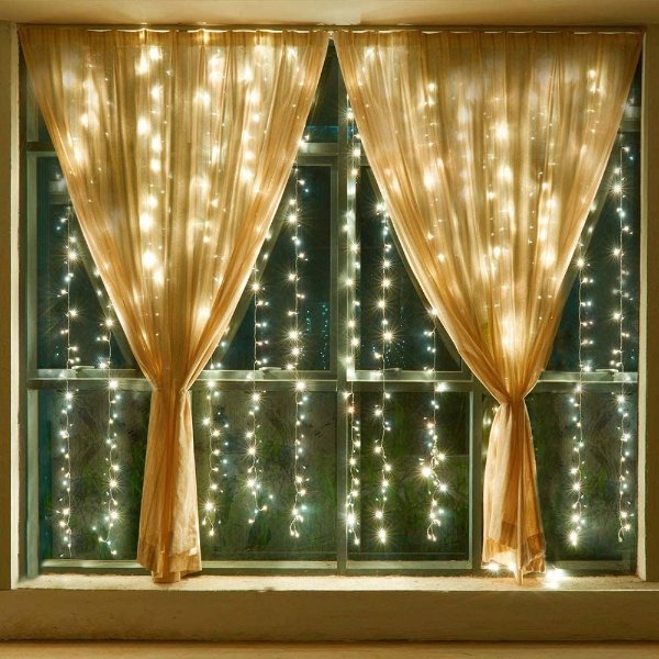 Ollny Curtain Lights Fairy String Twinkle Lights 200 LED 6.6 Ft with 8 Lighting Modes Remote