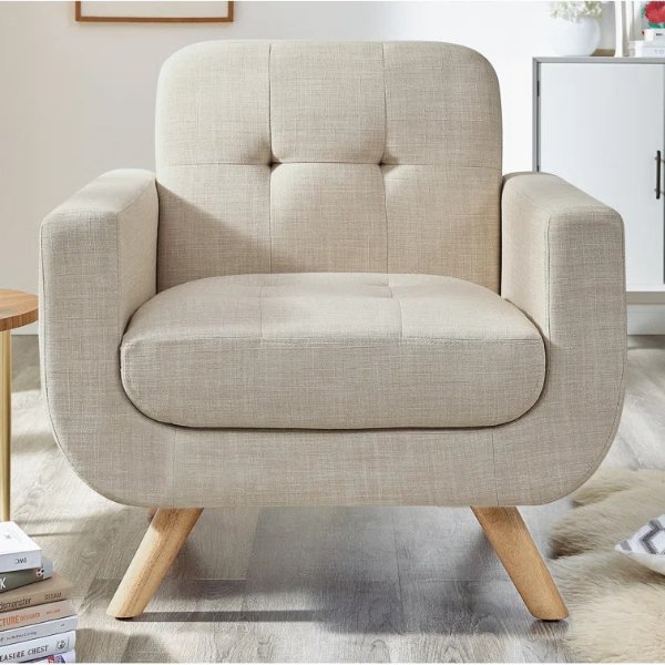 Juliana 29'' Wide Tufted Linen Club Chair
