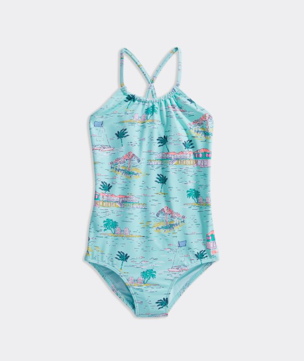 Girls' Scenic Printed One-Piece