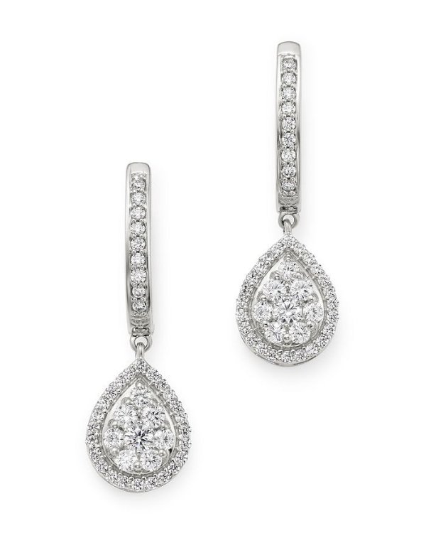 Cluster Diamond Drop Earrings in 14K White Gold, 0.70 ct. t.w. - 100% Exclusive