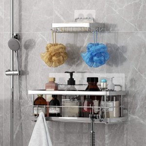 KESOL Shower Caddy and Soap Dish with Hooks for Hanging Sponge and Razor