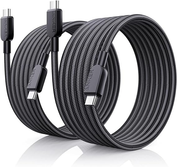 240W USB C to USB C Cable (2Pack,6ft), USB C Charger Cable Fast Charge for iPhone 15/15Pro/15Plus/15ProMax, MacBook Pro 2020, iPad Pro 2020, iPad Air 4, Samsung Galaxy S23+/S23 Ultra(USB 2.0)