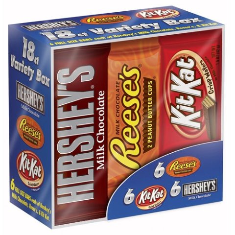 Hershey s, Reese s, Kit Kat, Chocolate Candy Bars Variety Pack, 27.3 Oz, 18 Ct