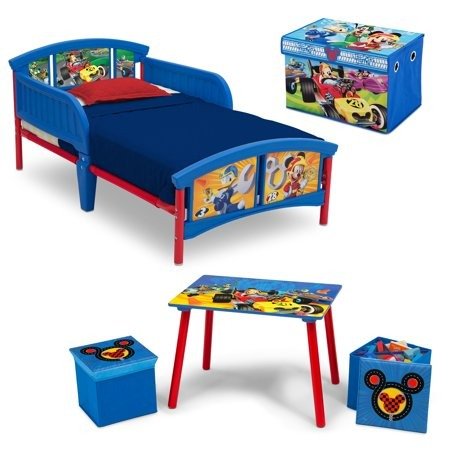Mickey Mouse 4-Piece Toddler Bed Bedroom Set with BONUS Fabric Toy Box by Delta Children