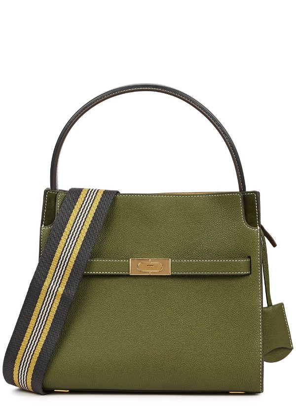 Lee Radziwill small green leather top handle bag