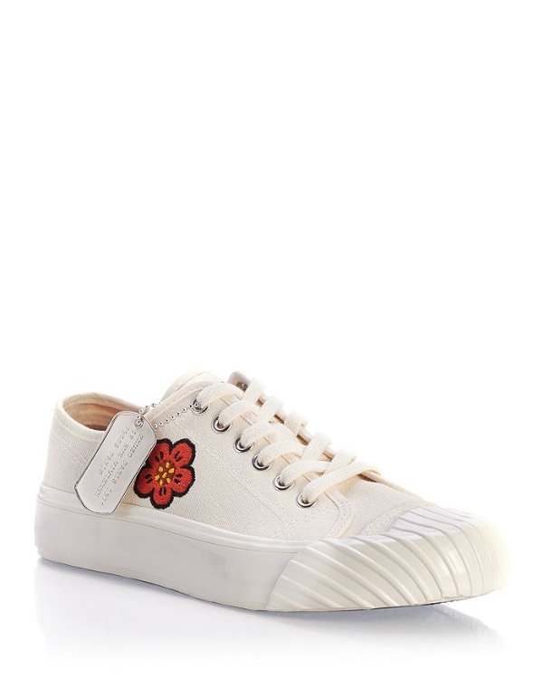 Women's Embroidered Flower Low Top Platform Sneakers