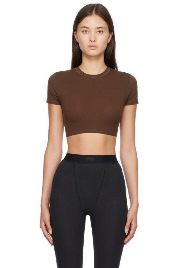 Brown Fits Everybody Super Cropped T-Shirt