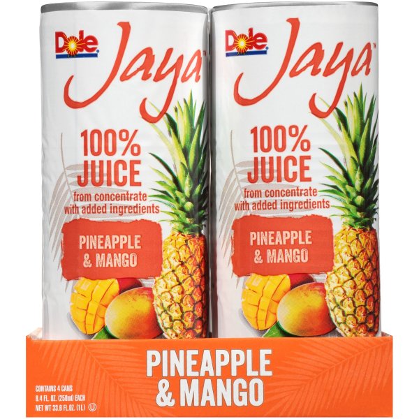 (6 Pack) Dole Jaya 100% Pineapple & Mango Juice 4-8.4 fl. oz. Cans