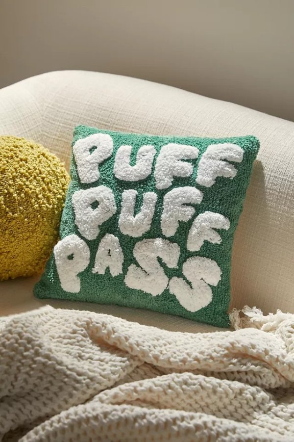 Puff Puff Pass Tufted Throw Pillow