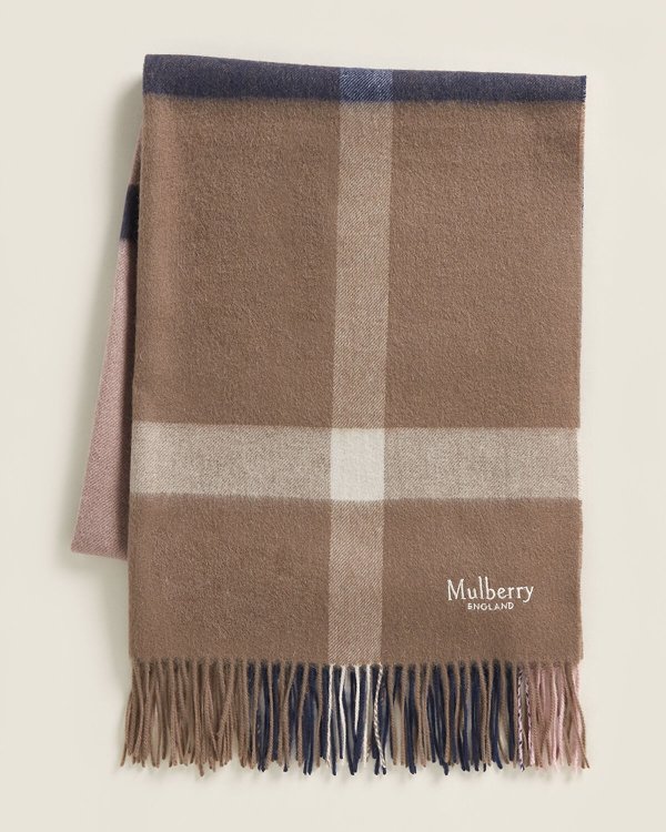Large Check Wool Scarf