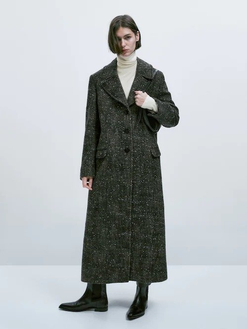 Long wool blend coat - Massimo Dutti
