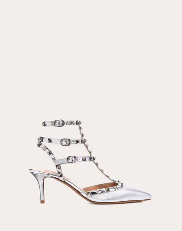 Metallic Rockstud Caged Pump 65mm for Woman | Valentino Online Boutique