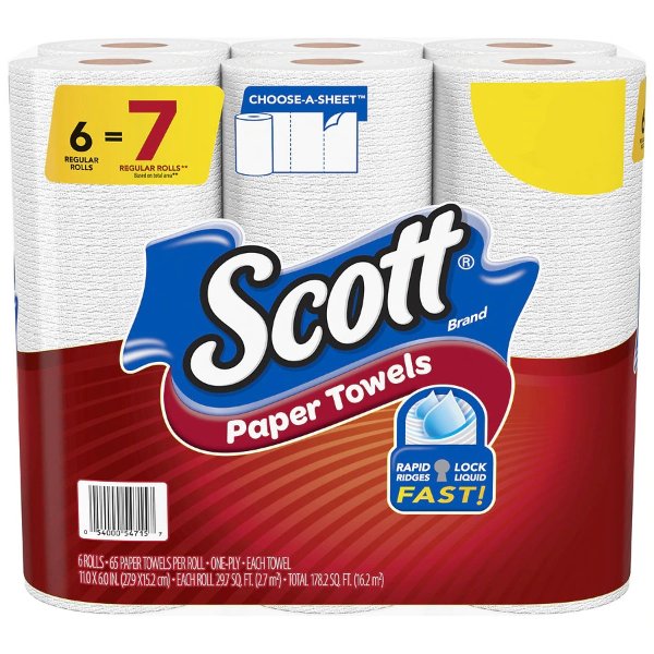 Scott Paper Towels, Choose-A-Sheet, Regular Rolls