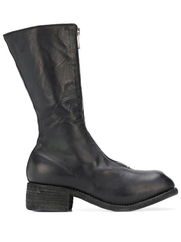 mid-calf leather boots