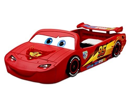 Cars Lightning Mcqueen Toddler-To-Twin Bed with Lights and Toy Box, Disney/Pixar Cars