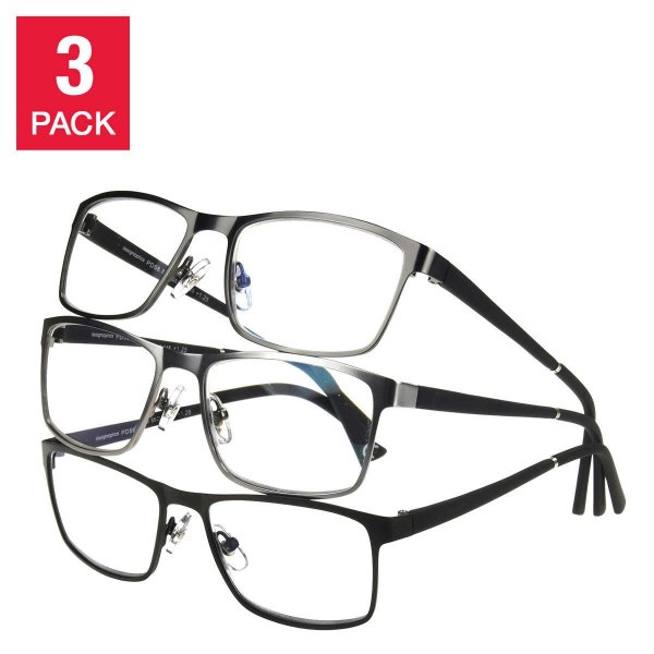 Optics by Foster Grant Eli Full Rim Metal Reading Glasses, 3-pack