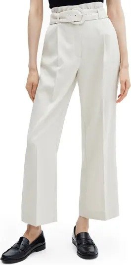 Belted Paperbag Waist Wide Leg Trousers