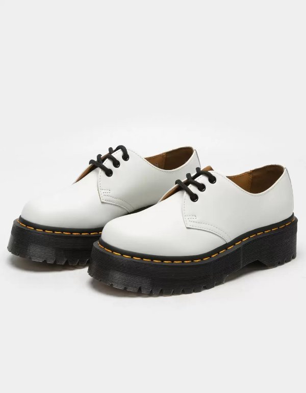 DR. MARTENS 1461 Quad Smooth Leather Womens Platform Shoes - WHITE | Tillys