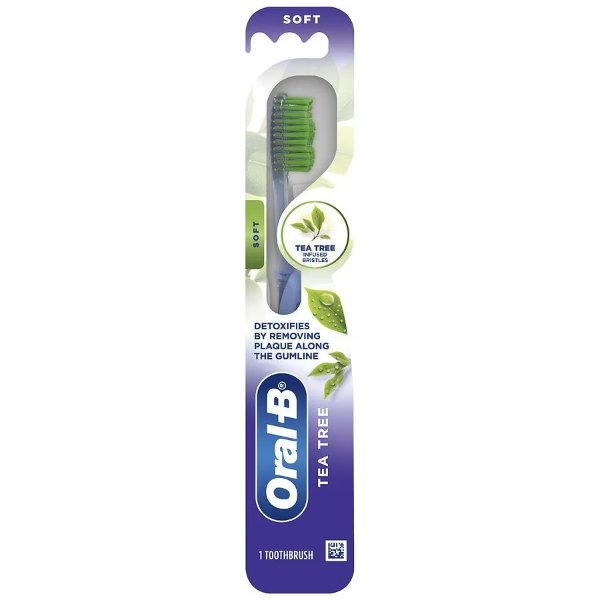 Oral-B Toothbrush with Tea Tree Infused Bristles, Soft