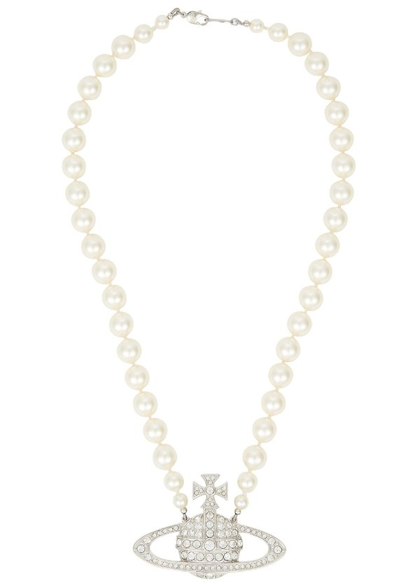 Bas Relief Swarovski pearl orb necklace