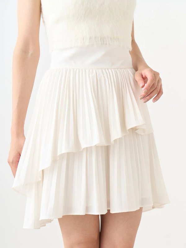 Pleated Tiered Draped Mini Skirt – SNIDEL