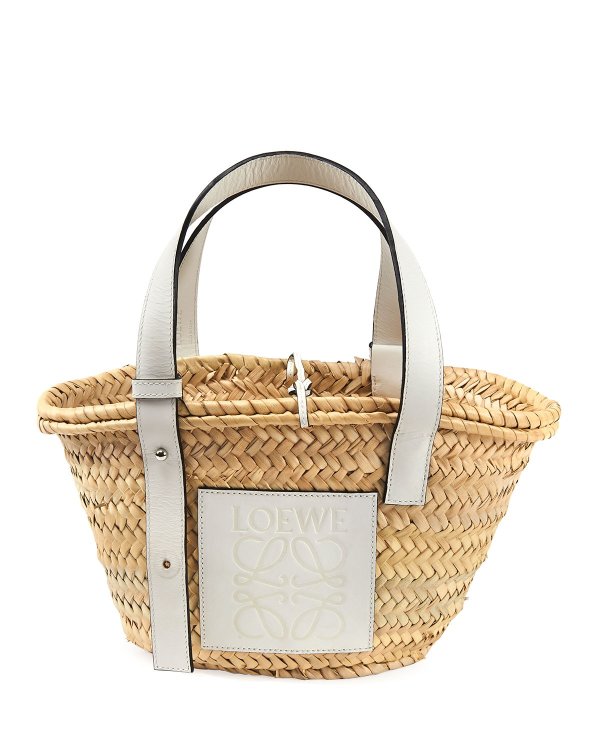 Basket Small Woven Palm Tote Bag
