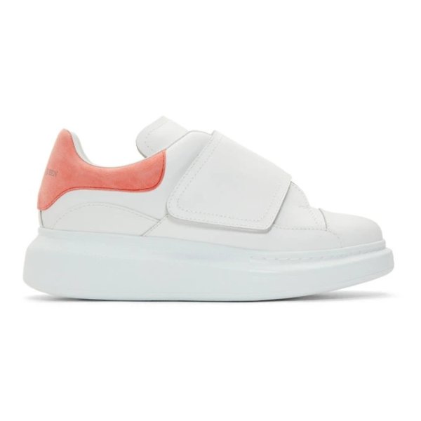 White & Pink Flap Tab Oversized Sneakers