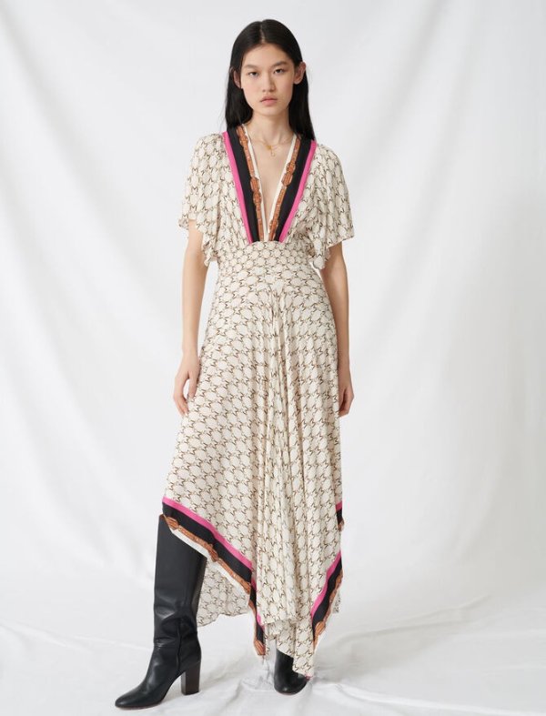 220RACHELINE Dress with scarf print