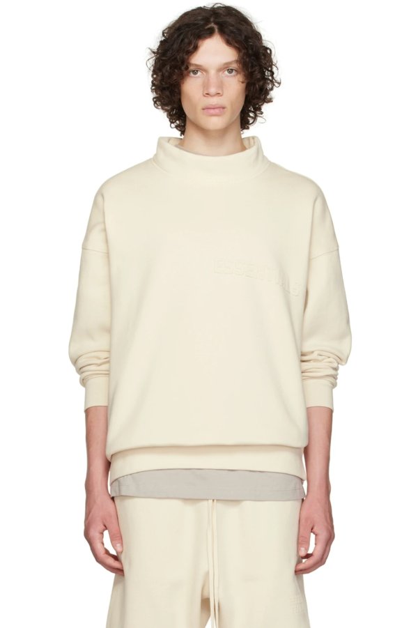Off-White Mock Neck Sweatshirt