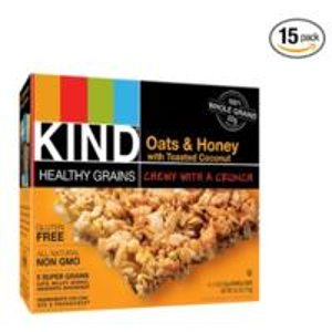 KIND Healthy Grains Granola Bars, Oats & Honey with Toasted Coconut, 1.2oz Bars, 5 Count (Pack of 3)