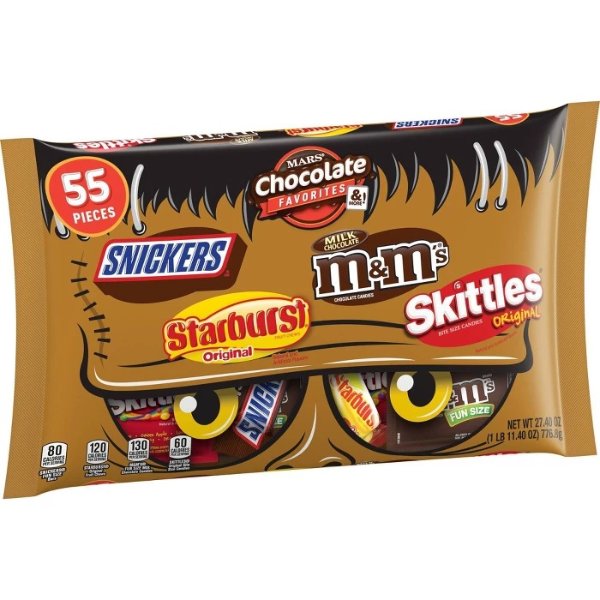 Chocolate Favorites & More M&M's Snickers Starburst and Skittles Halloween Variety Bag - 27.4oz / 55ct