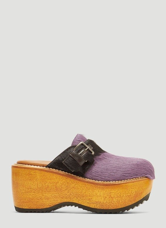 紫色厚底穆勒鞋